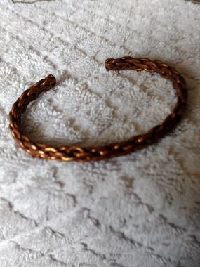 Copper Key Braided Copper-Tone Open Cuff Bracelet